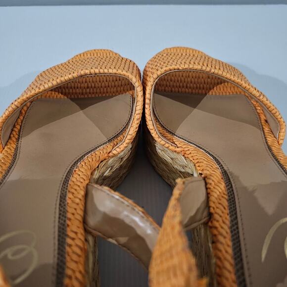 Sam Edelman April Espadrille Wedge Sandal Womens 9.5 Raffia Orange Platform NEW - Picture 10 of 13